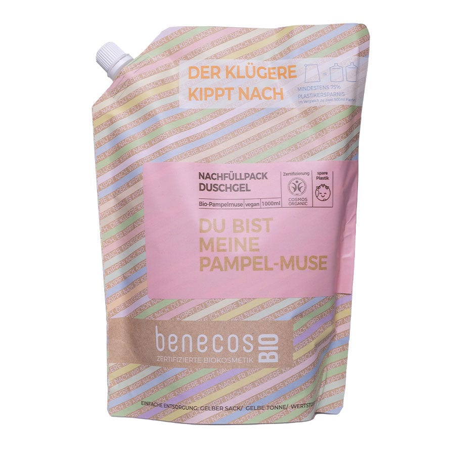 benecosBio Nachfüllbeutel - DU BIST MEINE PAMPEL-MUSE Duschgel 2in1 Bio Pampelmuse Haut und Haar 1L