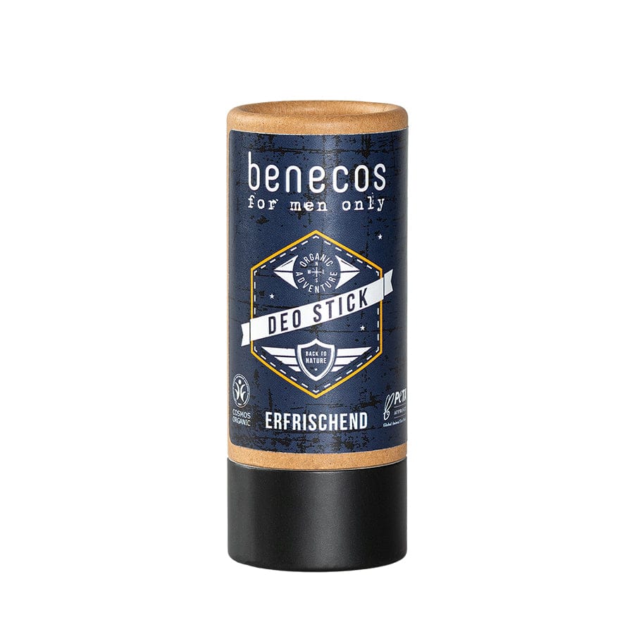 benecos MEN ONLY Deo Stick Erfrischend 40g - Bio-Lavendelöl für langanhaltende Frische, schwarze Hülle.