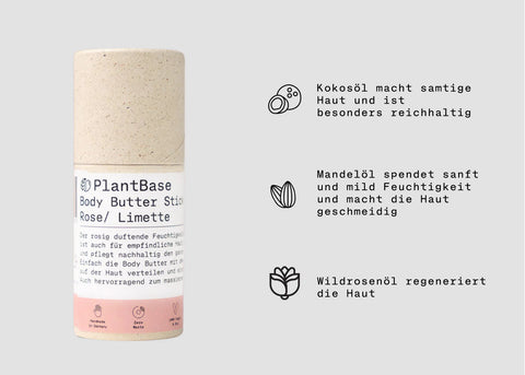 PlantBase Body Butter Stick Lime Rose 40gr