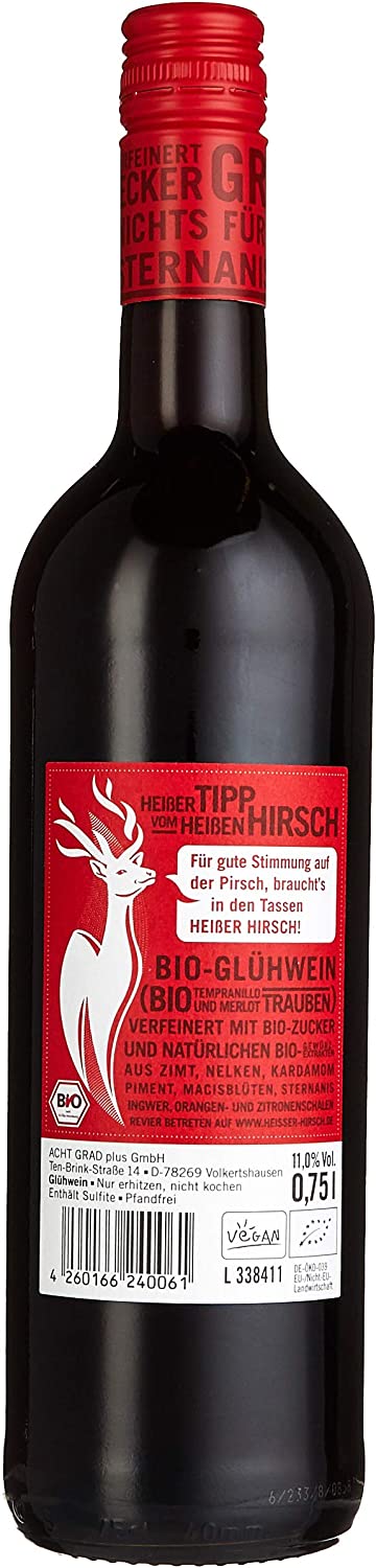 Hot deer organic mulled wine red (0.75l)