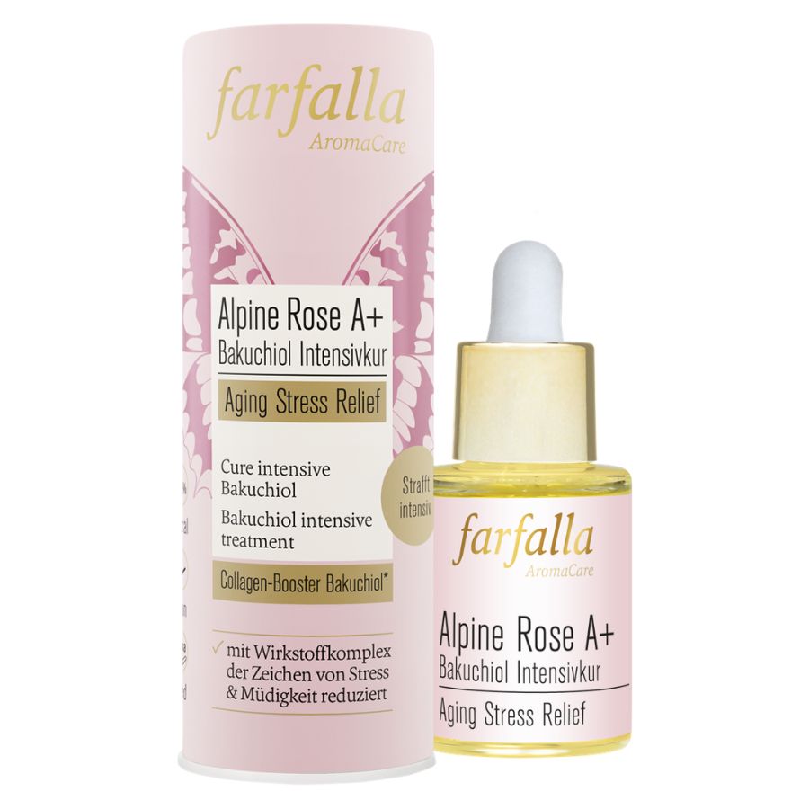 Farfalla Alpine Rose A+ Bakuchiol Intensivkur, Aging Stress Relief Bio 15ml