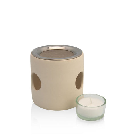 Farfalla cylinder incense burner beige, with sieve