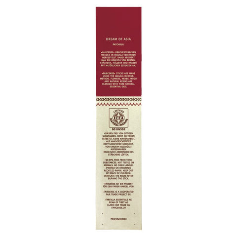Farfalla Patchouli / Dream of Asia, Faircense Incense Sticks Organic 15g
