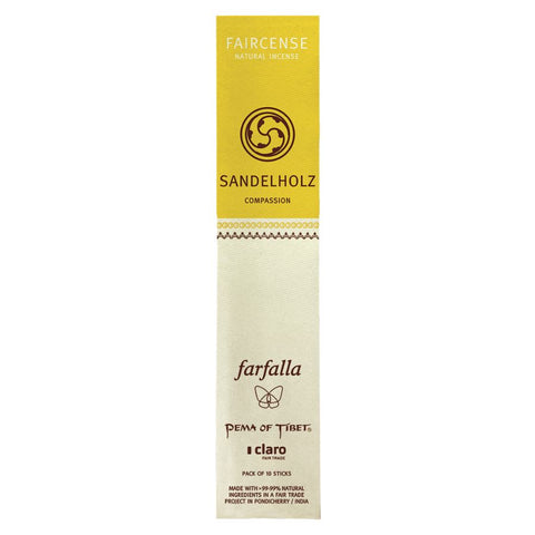 Farfalla Sandalwood / Compassion, Faircense Incense Sticks Organic 15g