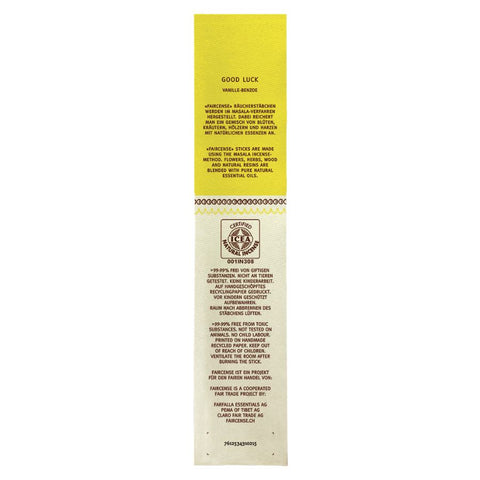 Farfalla Vanilla/Benzoin / Good Luck, Faircense Incense Sticks Organic 15g
