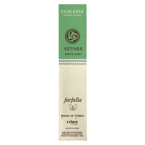 Farfalla Vetiver / Tropical Forest, Faircense Incense Sticks Organic 15g