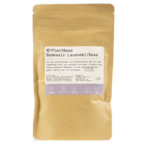 PlantBase Badesalz Lavendel/Rose Bio, 160g