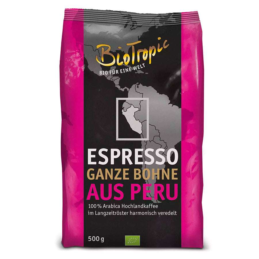 BioTropic Espresso ganze Bohne Peru 100% Arabica 500g
