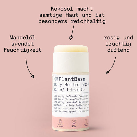 PlantBase Body Butter Stick Lime Rose 40gr