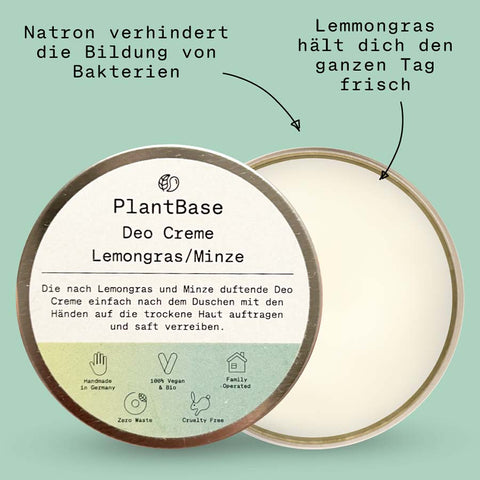 PlantBase Deodorant Cream Lemongrass/Mint Organic 50ml
