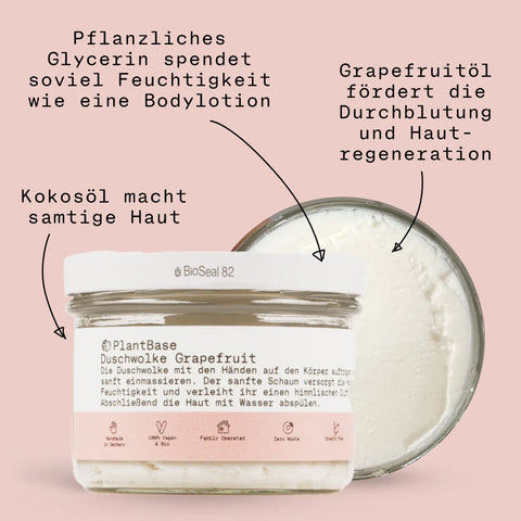 PlantBase Duschwolke Grapefruit Bio 110g