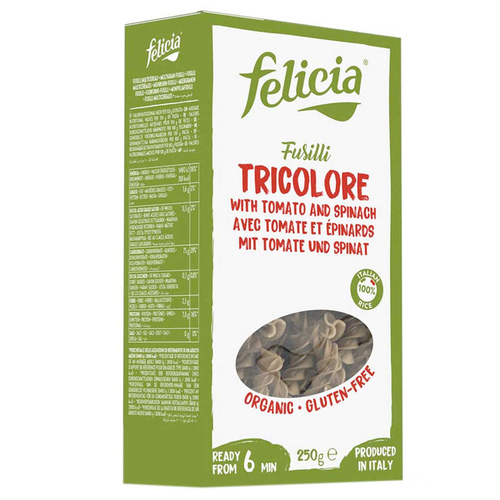 Felicia Reis Spiralen Tricolore 250g Glutenfrei – Auwald Bio Felicia Reis Spiralen Tricolore 250g Glutenfrei – Auwald Bio