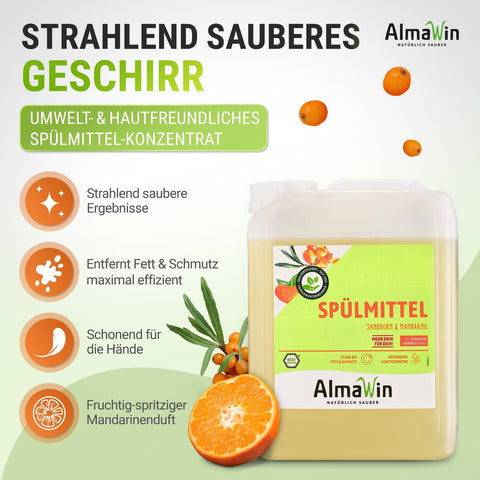 AlmaWin Dish Soap Sea Buckthorn Mandarin 5 Liters
