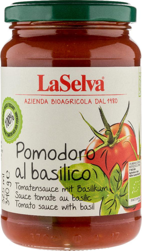 LaSelva natural tomato with basil 340 g organic