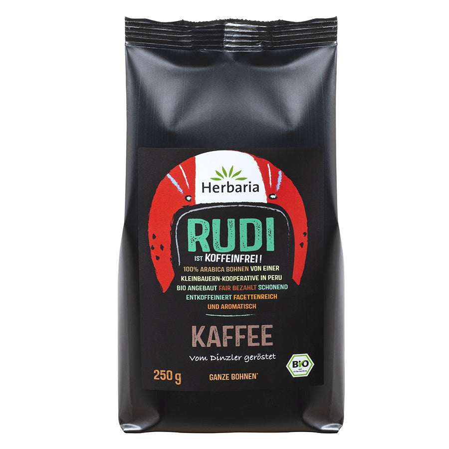 Herbaria Kaffee Rudi entkoffeiniert 250g ganze Bohne Bio