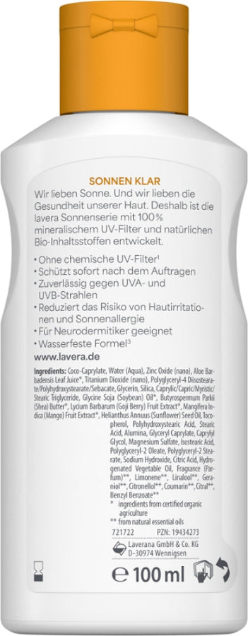 Lavera Sonnenlotion Sensitiv LSF 30 Bio 100ml