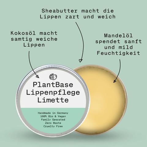 PlantBase Lip Care in a Jar Lime Organic 10g
