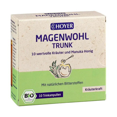 Hoyer Magenwohl Trunk 10 valuable herbs and Manuka honey organic 10x10ml