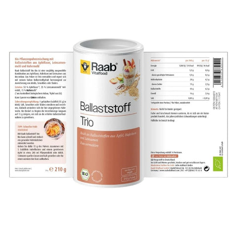 Raab Vitalfood Ballaststoff Trio Pulver Bio, 210g