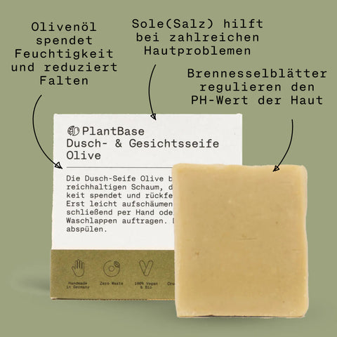 PlantBase Dusch- & Gesichtsseife Olive 100g