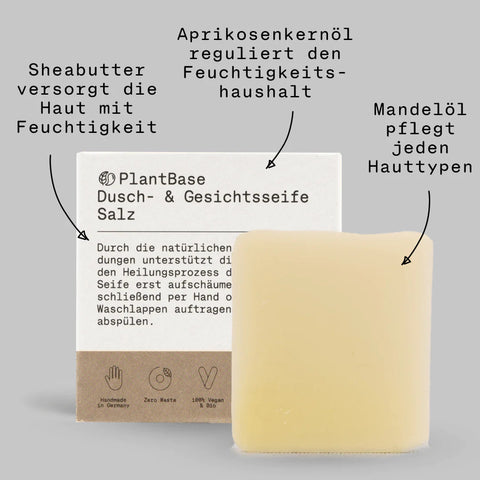 PlantBase Dusch- & Gesichtsseife Salz 100g