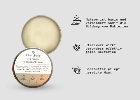 PlantBase Deodorant Cream Rosemary/Orange Organic 50ml Best Before 30.04.2026
