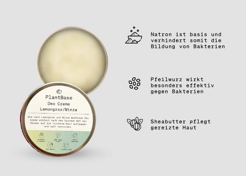PlantBase Deodorant Cream Lemongrass/Mint Organic 50ml