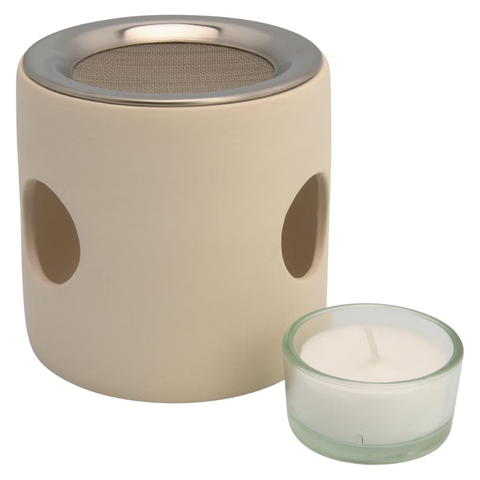 Farfalla cylinder incense burner beige, with sieve