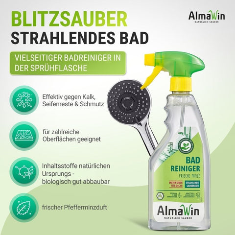 AlmaWin bathroom cleaner fresh mint with sprayer 500ml bio