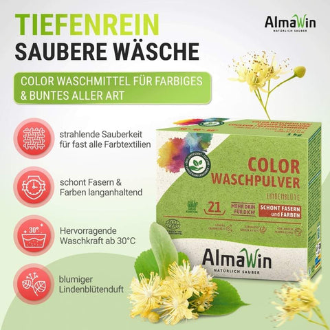 AlmaWin Color Washing Powder Linden Blossom 1kg Organic 