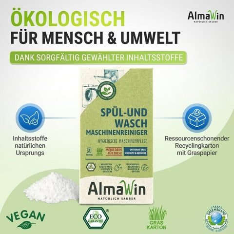 AlmaWin Dishwasher &amp; Washing Machine Cleaner 2x100 gr Bio
