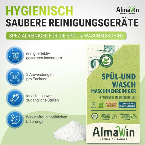 AlmaWin Dishwasher &amp; Washing Machine Cleaner 2x100 gr Bio