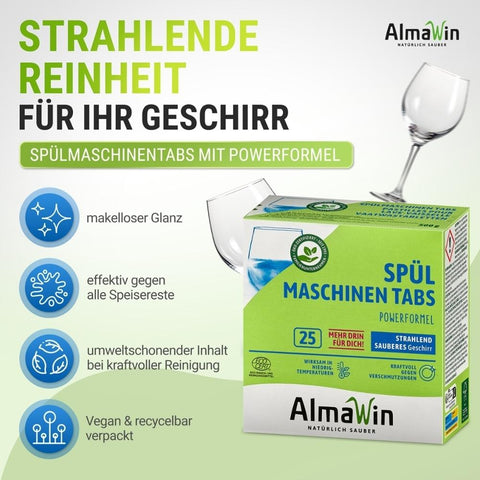 AlmaWin dishwasher tabs 25 pieces organic
