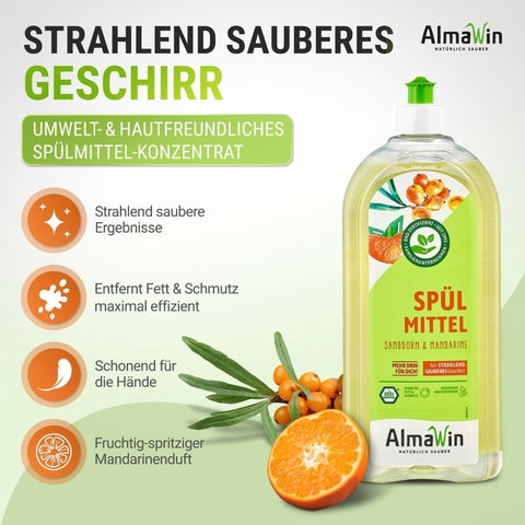 AlmaWin Dish Soap 1L Sea Buckthorn Mandarin Scent