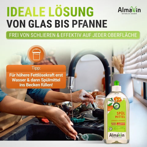 AlmaWin Dishwashing Liquid 500 ml Sea Buckthorn Mandarin Scent