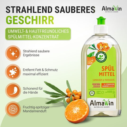 AlmaWin Dishwashing Liquid 500 ml Sea Buckthorn Mandarin Scent