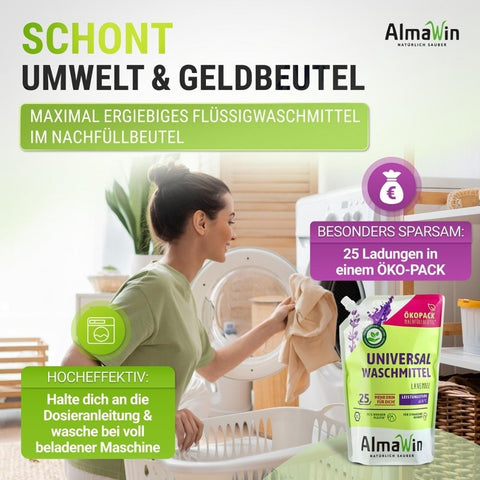 AlmaWin Universal Waschmittel 1,5l Lavendel Bio