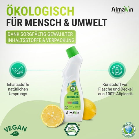 AlmaWin toilet cleaner lemony fresh 750 ml organic
