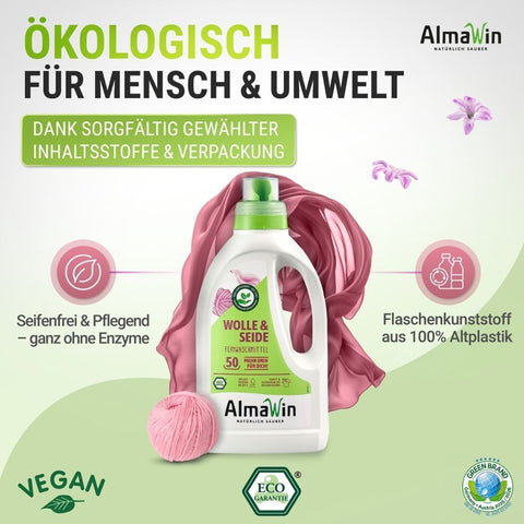 AlmaWin Wolle & Seide Feinwaschmittel Bio, 0,75l