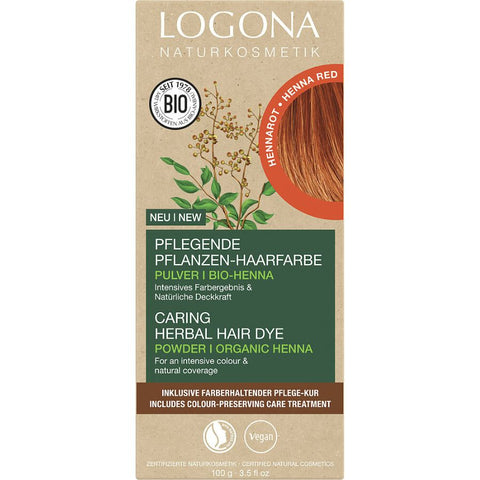 Logona Nourishing Plant Hair Color Powder Henna Red Organic, 100g