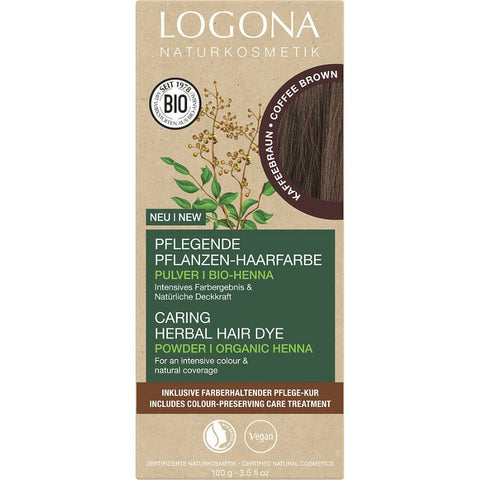 Logona Plant Hair Color Powder Coffee Brown Organic, 100g