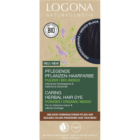 Logona Plant Hair Color Powder Indigo Black Organic, 100g