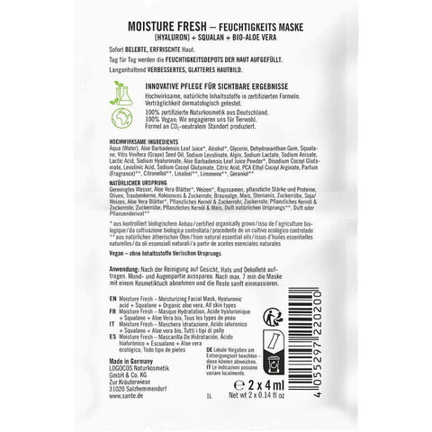 Sante Naturkosmetik Moisture Fresh Moisturizing Mask Organic 2x4ml