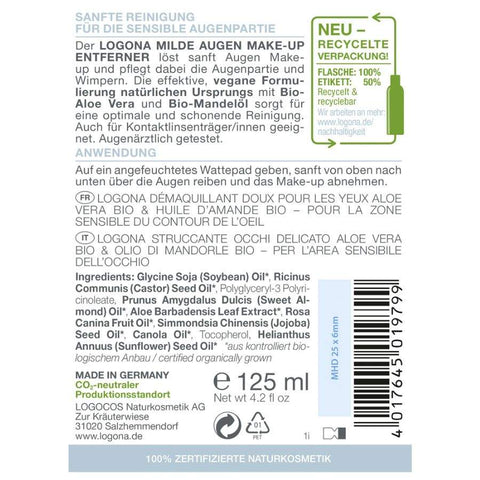 Logona Mild Eye Make-up Remover Organic, 125 ml