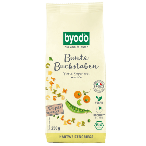 BYODO Buchstabennudeln semola bunt 250 g