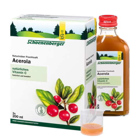 Schoenenberger Acerola, Naturally Cloudy Fruit Juice (Organic) 3X200 ml