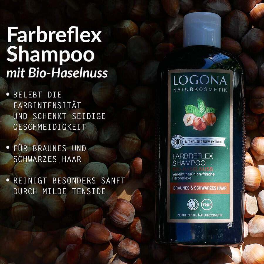 Logona Farbreflex Shampoo Braun-Schwarz Bio-Haselnuss, 250ml