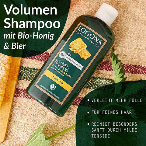 Logona Volume Shampoo Beer &amp; Organic Honey, 250ml