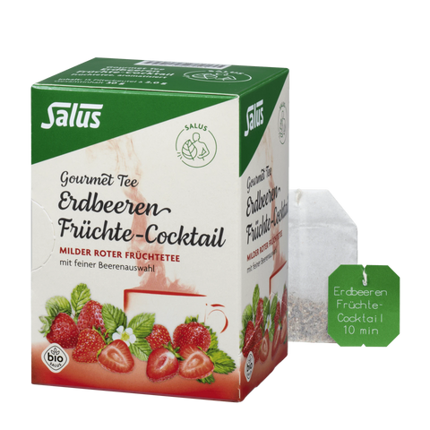 Salus Gourmet Erdbeeren Früchte-Cocktail, Früchtetee Bio 15 Filterbeutel