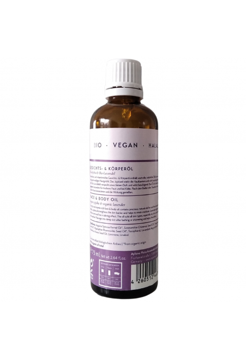 Ayluna Organic Face & Body Oil – Jojoba & Lavender, Organic 75ml